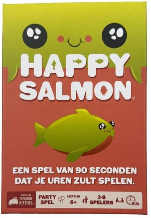 Happy Salmon Exploding Kittens kaartspel party spel compleet, Hobby en Vrije tijd, Gezelschapsspellen | Bordspellen, Zo goed als nieuw