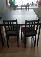 Tafel + 4 stoelen, Huis en Inrichting, Ophalen, Zo goed als nieuw, Overige houtsoorten