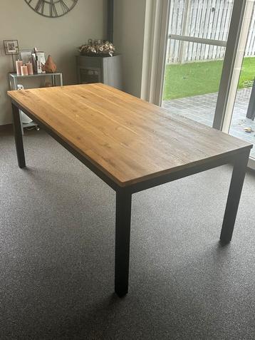 Houten Tafel - 200x100cm - Zwart Metalen Poten beschikbaar voor biedingen