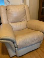 Fauteuil relax / inclinable en cuir beige, 75 à 100 cm, Enlèvement, Utilisé, Cuir
