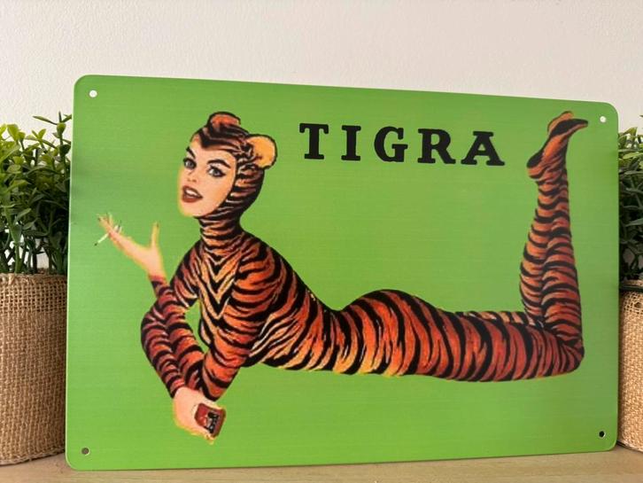 Metalen reclamebord Tigra, Verzamelen, Merken en Reclamevoorwerpen, Nieuw, Reclamebord, Ophalen of Verzenden