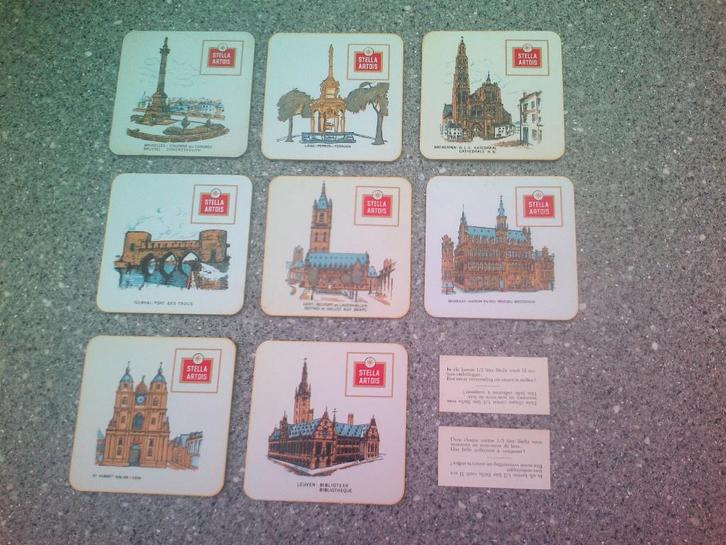 8 Stella Artois onderleggers:Belgische steden., Verzamelen, Biermerken, Nieuw, Viltje(s), Stella Artois, Ophalen of Verzenden
