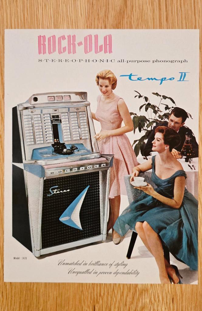 ROCK-OLA Model TEMPO II 1485 Juke-Box 1960 original folders, Collections, Machines | Jukebox, Utilisé, Enlèvement ou Envoi