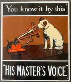 Enseigne émaillée His Master's Voice, Enlèvement ou Envoi, Utilisé, Panneau publicitaire
