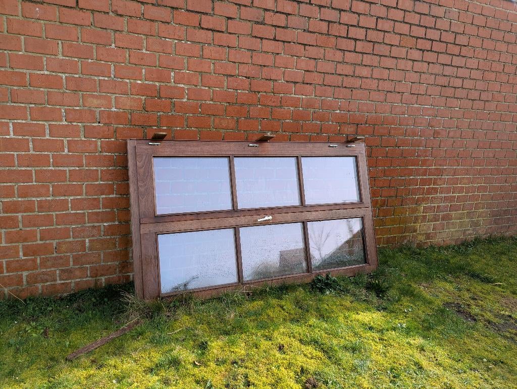 Hoog houten raam, Double vitrage, 160 cm ou plus, Fenêtre de façade ou Vitre, Enlèvement