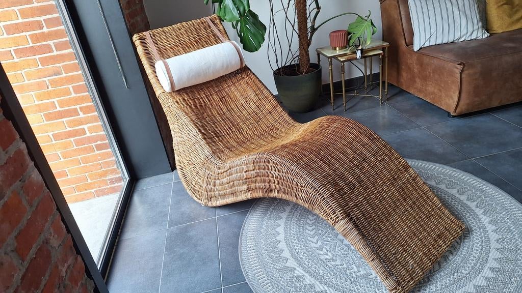 Rieten loungestoel, Antiek en Kunst, Ophalen