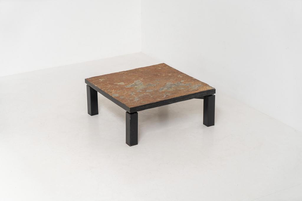 Vintage Brutalistische salontafel van Noorse leisteen, Huis en Inrichting, Tafels | Salontafels, Zo goed als nieuw, Ophalen