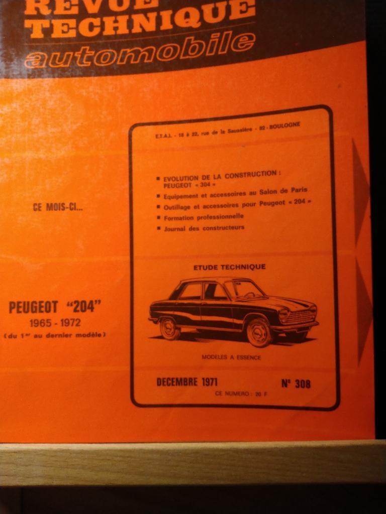 RTA 308 - Peugeot 204 - décembre 1971, Ophalen of Verzenden