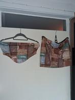 Ensemble haut court et mini-jupe en patchwork taille L, Taille 42/44 (L), Comme neuf, Envoi, Au-dessus du genou