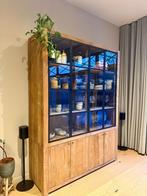 Vitrinekast - teak - industrieel - landelijk, Ophalen, Zo goed als nieuw