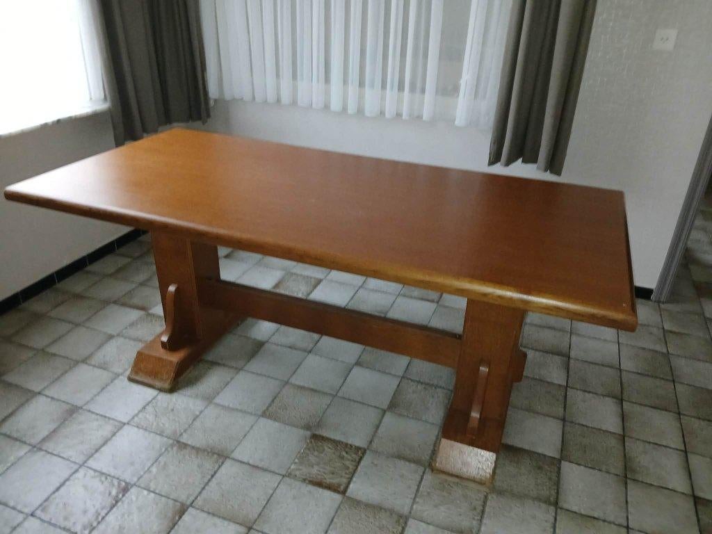 massief eiken tafel, Huis en Inrichting, Ophalen, Gebruikt, Eikenhout, 50 tot 100 cm