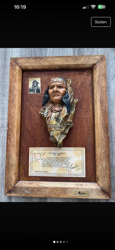 Chef Apache Geronimo Vintage signé Maali Indian, Antiquités & Art, Art | Autres Art, Enlèvement