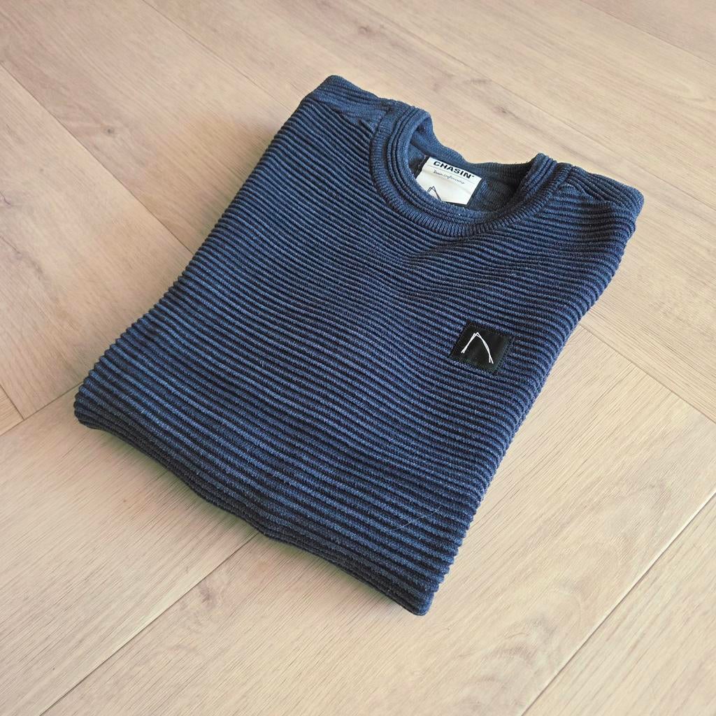 Stijlvolle donkerblauwe  trui met relief Chasin' maat S, Verzenden, Maat 46 (S) of kleiner