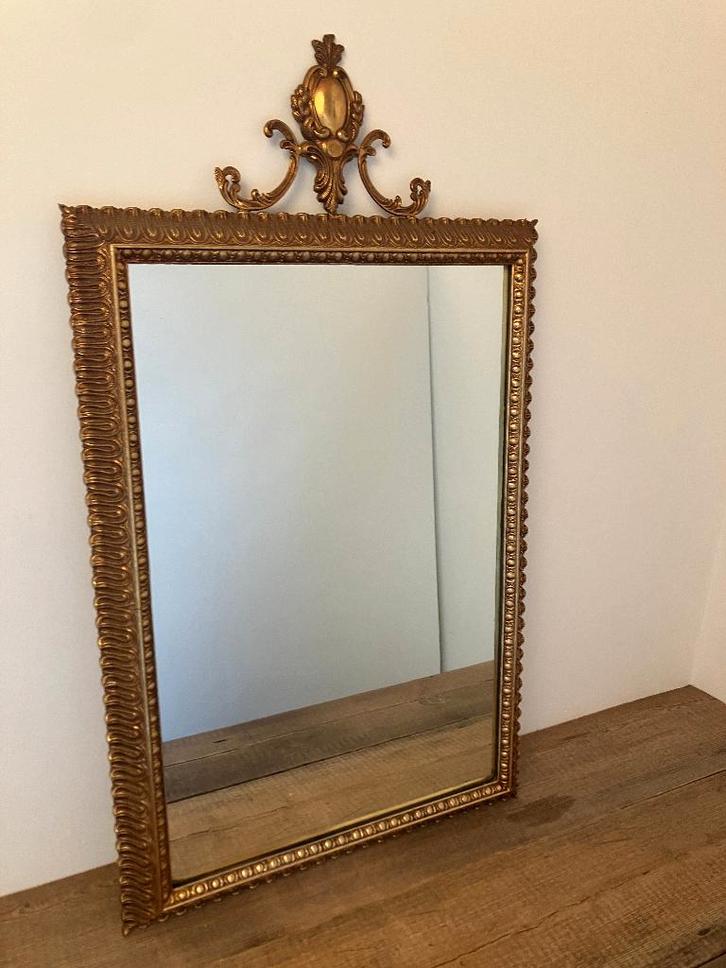 Miroir en laiton doré, Antiquités & Art, Antiquités | Miroirs, Moins de 50 cm, Moins de 100 cm, Rectangulaire, Enlèvement ou Envoi