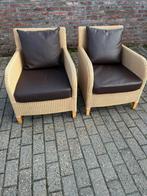 2 vincent sheppard rieten stoelen met lederen kussen., Ophalen, Gebruikt