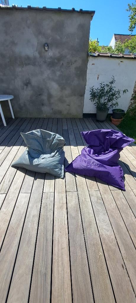 Pouf (siege poire)  intérieur/exterieur gris et mauve, Huis en Inrichting, Zitzakken, Ophalen, Zo goed als nieuw, Grijs, Zitzak