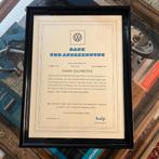 VW NOS CERTIFICAAT 100.000KM dank en erkenning, Ophalen of Verzenden, Zo goed als nieuw