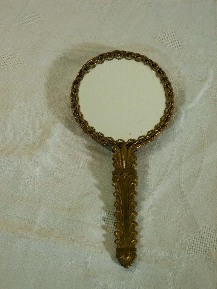 Koperen handspiegeltje van Limoges, Antiek en Kunst, Curiosa en Brocante, Ophalen of Verzenden