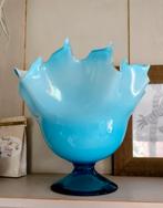 Handwerk schaal glas met ruffles blauw, Huis en Inrichting, Ophalen, Glas, Schaal