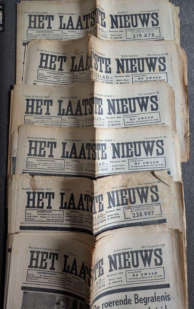 27 oude kranten (1934 - 1967), Verzamelen, Tijdschriften, Kranten en Knipsels, Ophalen of Verzenden, 1940 tot 1960, Krant