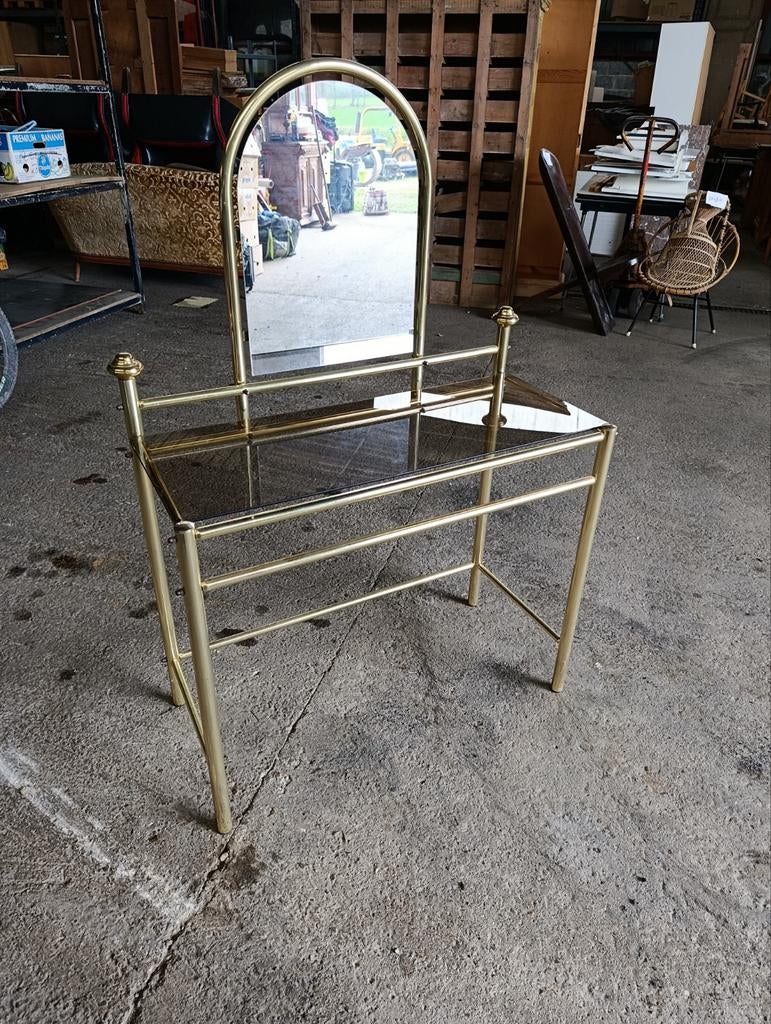 Coiffeuse vintage en laiton Hollywood Regency, Ophalen