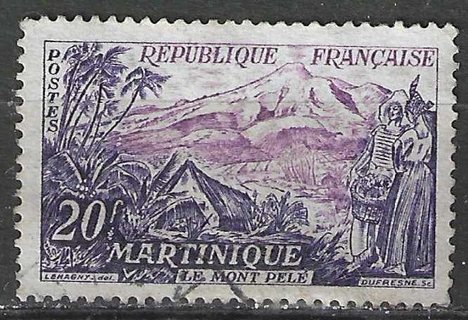 Francia 1955 - Yvert 1041 - Montagne Pelée Martinique (ST), Timbres & Monnaies, Timbres | Europe | France, Affranchi, Envoi