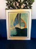 Lithographie / estampe signée EA – voiliers – cadre design, Antiek en Kunst, Ophalen