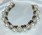 choker vintage witte parels en strass, Handtassen en Accessoires, Kettingen, Overige materialen, Verzenden, Wit, Nieuw