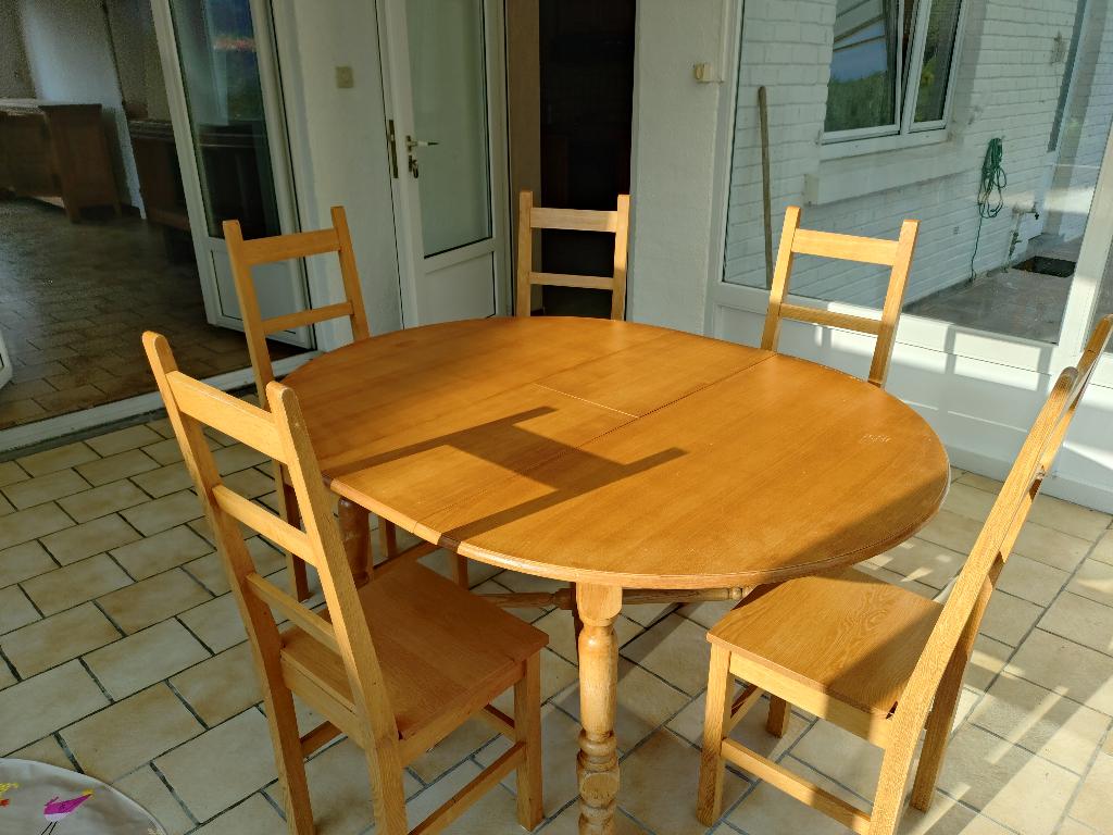 Ovale tafel en 5 kettingen, Huis en Inrichting, Ophalen, Gebruikt, Vijf personen of meer, Classique