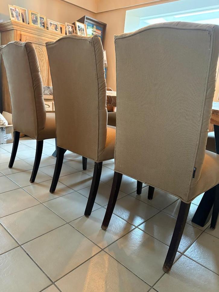 Landelijke stoelen lot, Maison & Meubles, Chaises, Utilisé, Cinq, Six Chaises ou plus, Bois, Tissus, Brun, Enlèvement