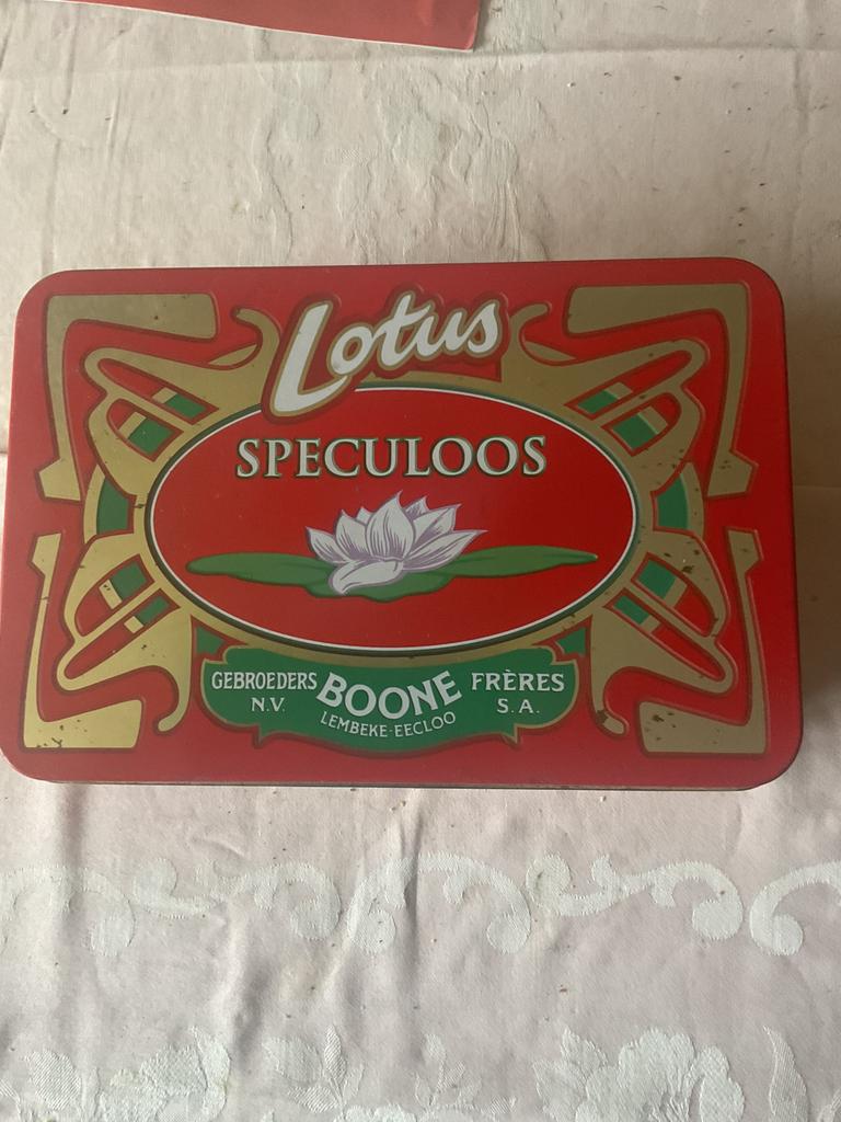 Oude ijzeren koekjesdoos LOTUS speculoos, Collections, Boîte en métal, Enlèvement, Comme neuf