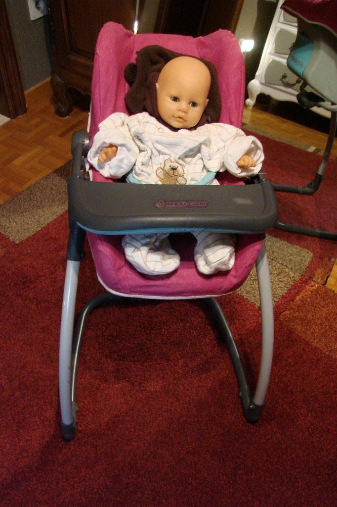 poppen eet-schommelstoeltje-maxicosy : 3 in 1 met popje, Ophalen, Zo goed als nieuw, Accessoires