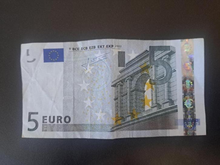 2002 Pays-Bas 5 euros ancienne série Trichet code E007, Timbres & Monnaies, Billets de banque | Pays-Bas, Billets en vrac, Euros