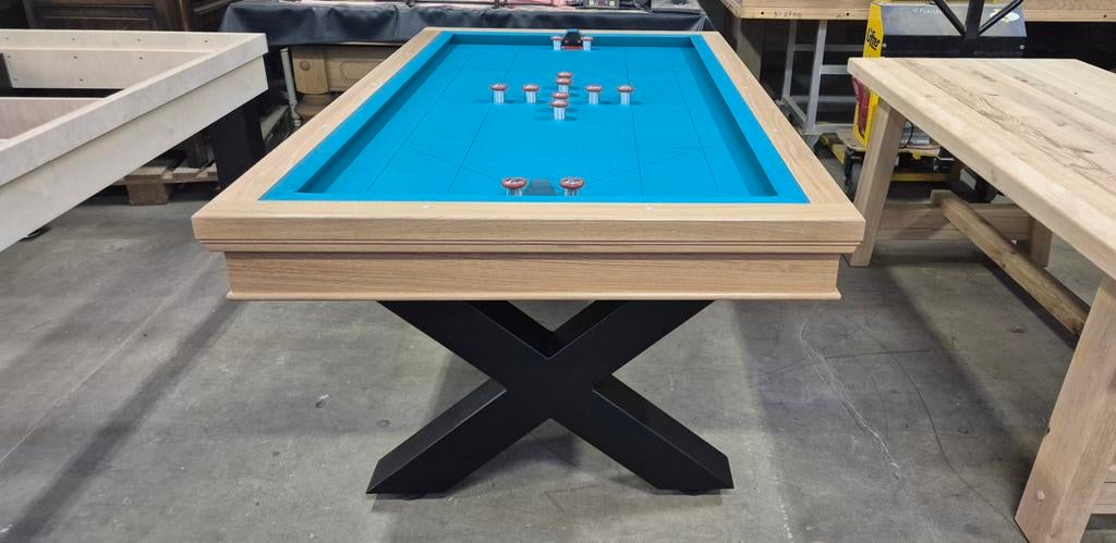 Tapbiljart combinatie massief eik & stalen frame., Sports & Fitness, Envoi, Neuf, Table de billard