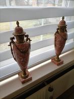 Twee antieke vazen marmer met brons beslag, Antiek en Kunst, Ophalen