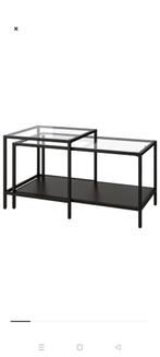 Ikea VITTSJO salontafel/bijzettafel zwart, Huis en Inrichting, Tafels | Sidetables, Glas, Gebruikt, Ophalen
