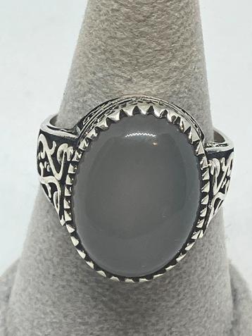 Zilveren heren ring met kristal maat 27,5