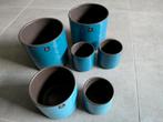 Blauwe bloempotten set 6 stuks J-Line, Tuin en Terras, Bloempotten, Overige materialen, Rond, Binnen, Ophalen of Verzenden