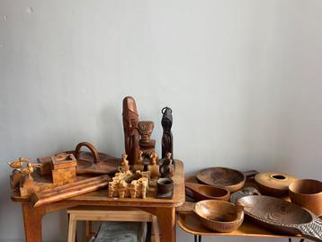 Collection d'objets de décoration vintage en bois, Maison & Meubles, Enlèvement