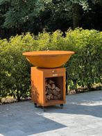 Plancha cortenstaal, Tuin en Terras, Houtskoolbarbecues, Ophalen, Zo goed als nieuw, Met accessoires