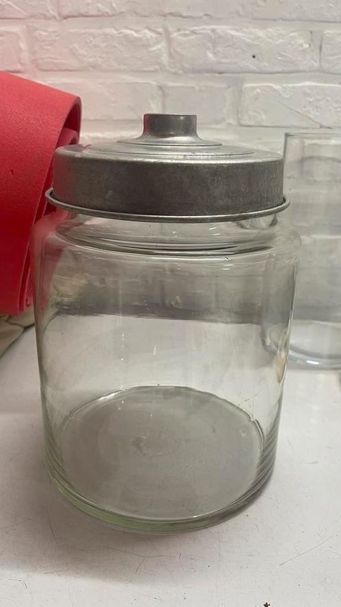 glazen voorraadpot met metalen deksel, Huis en Inrichting, Keuken | Potten en Pannen, Gebruikt, Pot, Bus of Blik, Glas, Ophalen