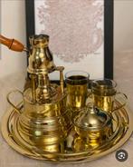 Egyptische koperen koffiepot met brander - handgemaakt Arabi, Antiek en Kunst, Ophalen