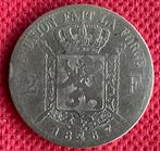 Zeldzame 2fr Leopold II 1867 dubbel 7 noordoost, Ophalen, Zilver, Losse munt, Zilver