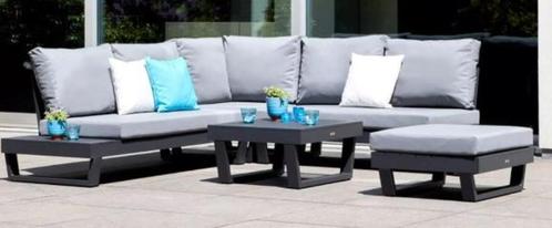 Modica Loungeset 3+2 zit zwart alu extra tafel +stoel, Jardin & Terrasse, Ensembles de jardin, Neuf, Sets de jardin, Aluminium