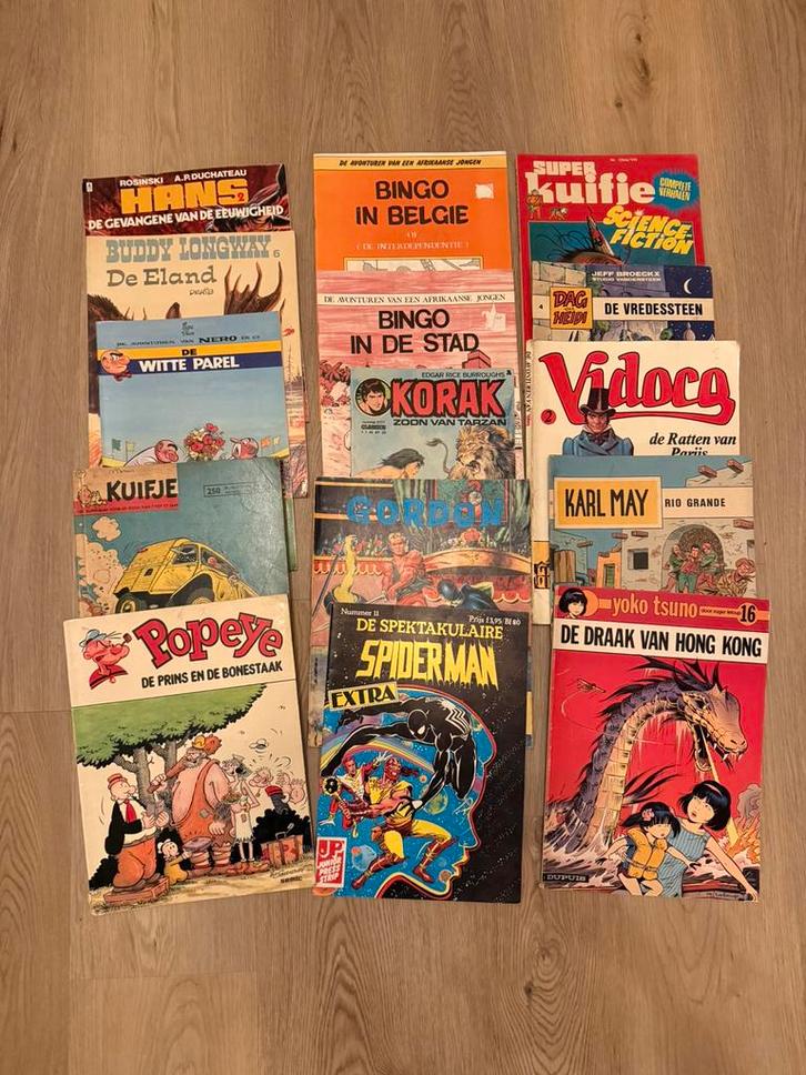 Lot oude strips comics  Kuifje spiderman bingo etc, Boeken, Strips | Comics, Zo goed als nieuw, Ophalen