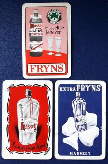 Drie speelkaarten "Fryns" Hasselt, Enlèvement ou Envoi, Utilisé, Carte(s) à jouer