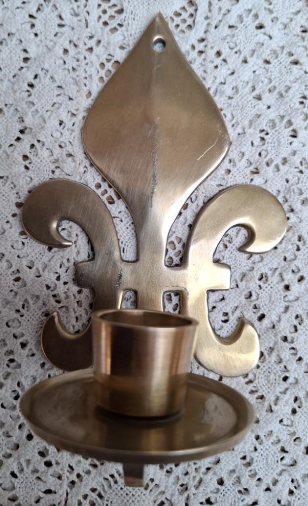 Franse koperen kandelaar Franse Lelie, Antiek en Kunst, Curiosa en Brocante, Ophalen of Verzenden