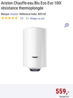 Ariston Bl Eco Evo 100l warmwaterverwarmer dompelweerstand, Doe-het-zelf en Bouw, Ophalen, Zo goed als nieuw, Geiser