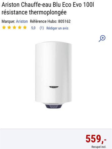 Ariston Bl Eco Evo 100l warmwaterverwarmer dompelweerstand beschikbaar voor biedingen