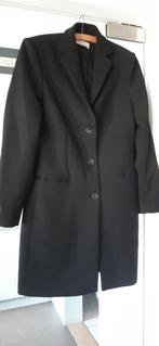 Toffe zwarte stoffen jas medium. Lengte 90 cm .mango, Kleding | Dames, Jassen | Winter, Maat 38/40 (M), Mango, Zwart, Ophalen of Verzenden